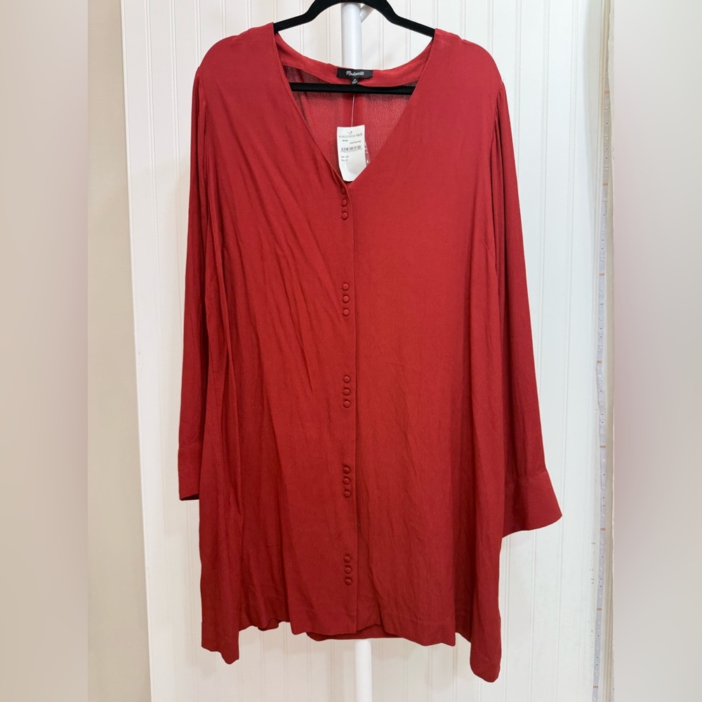 MADEWELLLs Buttonfront Novel Dress In Smoky Spruce Size 2X